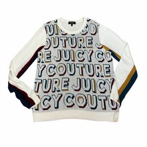 Juicy Couture Black Label Knit Logo All Over Sweater Womens Size Large NWT